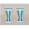 Image 1 : PR. 3 3/8" SANDWICH CUT OVERLAY VASES - BLUE W/ W