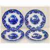 Image 1 : LOT (4) 8 1/4" FLOW BLUE PLATES - SCINDE PATTERN 