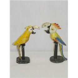 2 PAINTED CAST IRON PARROT FORM BOTTLE OPENERS - 