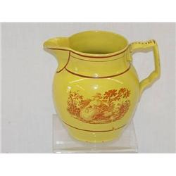 4 1/2  CANARY LUSTRE CREAM JUG W/ SEPIA TRANSFER 