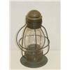 Image 1 : 19TH CENT. PIERCED TIN LANTERN W/ CAGED CLEAR GLO