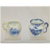 Image 1 : (2) VICT. FLOW BLUE SHAVING MUGS - REPAIRS and DA