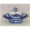 12" FLOW BLUE COVERED SERVING DISH - SCINDE PATTE
