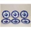 Image 1 : SET (6) 8 1/4" FLOW BLUE PLATES - SCINDE PATTERN 