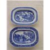 Image 1 : (2) 8" BLUE CANTON and NANKING OVAL SERVING DISHE