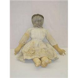 WHITE 29  CLOTH DOLL W/ PAINTED FACE and LACY DRE