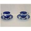 Image 1 : LOT (2) FLOW BLUE HANDLED CUPS and SAUCERS - SCIN