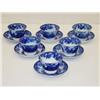 Image 1 : LOT (6) FLOW BLUE HANDLELESS CUPS and SAUCERS - S