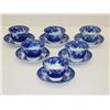 Image 1 : LOT (6) FLOW BLUE HANDLELESS CUPS and SAUCERS - S