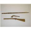 Image 1 : (3) EARLY WOODEN CARVED PLAY SOLDIER TOYS: RIFLE,