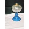 Image 1 : LATE 19TH CENT. BLUE PATTERN GLASS FLUID LAMP, MI