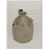 Image 1 : INTERESTING  8 1/2 GREY STONEWARE FACE JUG W/ COBALT HIGHLIGHTS, ( 20TH CENT. PROB. FROM NORTHERN US