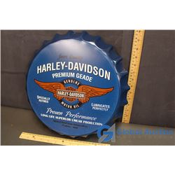 Tin Harley Davidson Bottle Cap Sign (14" Wide)