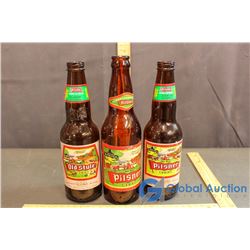 (3) Vintage Pilsner Beer Bottles