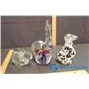 Image 1 : (3) Glass Paper Weights - Dog, Rabbit, Elephant
