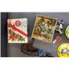 Image 3 : Stickers, Buttons, Vintage Imperial Christmas Candle Holders, Meat Grinder, Gopher Trap