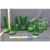 Image 1 : (9) Green Glass Vases