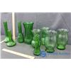 Image 3 : (9) Green Glass Vases