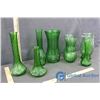 Image 4 : (9) Green Glass Vases