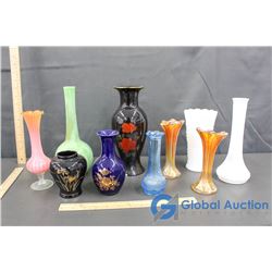 Coloured Vases (10) - Milk Glass, Ceramic, etc.