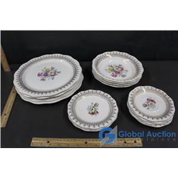 French Saxon China - 4 Saucers, 3 Bread Plates, 4 Diner Plates, 4 Soup Bowls