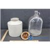 Image 3 : Crock w/Lid and Glass Jug