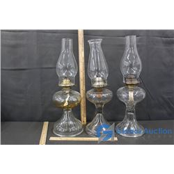 (3) Coal Oil Lamps w/Globes