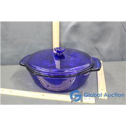 Blue Glass Casserole Dish w/Lid