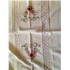 Image 3 : Silk Ribbon Embroidery Tablecloth w/Crochet Trim