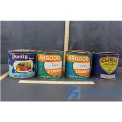 (4) Vintage Jam Tins - Purity, Argood, Climax
