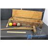Image 1 : Wooden Crocket Set w/Wooden Box