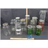 Image 1 : (12) Mason Jars and Other Jars - Clear, Pink, Green