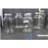 Image 4 : (12) Mason Jars and Other Jars - Clear, Pink, Green