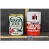 Image 1 : IH Engine 1 Quart Oil Tin, Quaker State 1 Litre Oil Container - Full