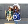 Image 1 : (2) Porcelain Dolls On Stands