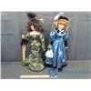 Image 1 : (2) Porcelain Dolls On Stands