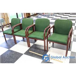 Wooden Chairs w/Green Cushions