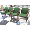 Image 1 : Wooden Chairs w/Green Cushions