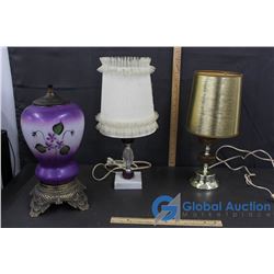 (2) Lamps (Gone with the Wind) & Painted Ornament