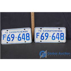 Pair of Matching 1972 Farm License Plates