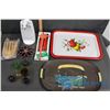 Image 1 : Wooden Salad Claws, Candles With Holders, 2 Decorative Trays, Electric Can Opener