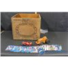 Image 1 : Canadian Butter Wooden Box, 2 Toy Cars & Baseball Cards
