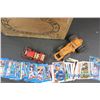 Image 2 : Canadian Butter Wooden Box, 2 Toy Cars & Baseball Cards