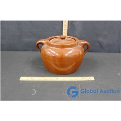 Brown Stoneware Pot with Lid