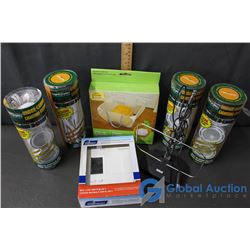 Assortment of Household Items: (4) Under Cabinet 3 Light Lighting System Kits, "Garrison" 5+2 Day Pr