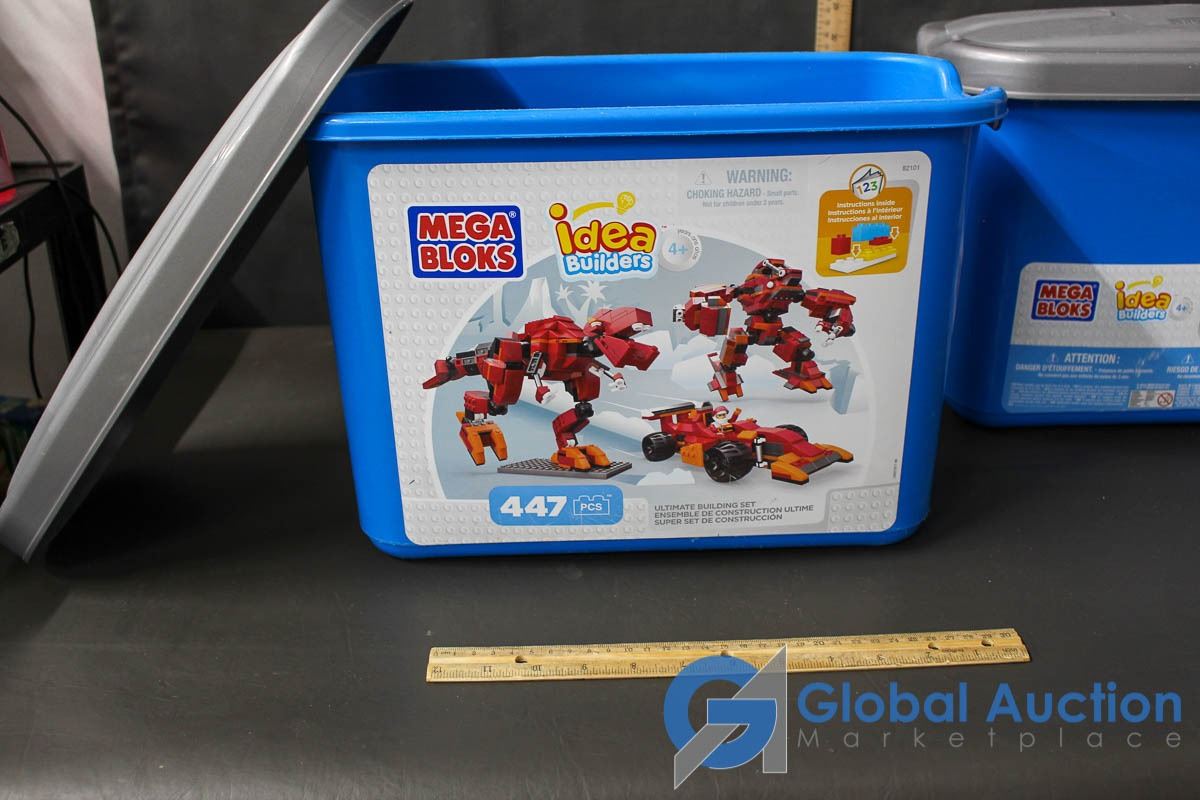 Mega Blocks Container (2) Mega Blocks Containers Filled with Blocks & Toys
