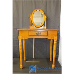Oak Jewelry Table/Mirror