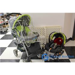 Chicco Carseat w/ Base & Stroller Combo with Accessories, & Baby Gate