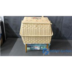 Vintage Sewing Kit W/ Contents - Scissors, Needles, Thread, Notions, etc.