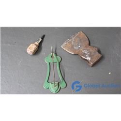 Axe Head, Vintage Screw Driver, Receipt Spike